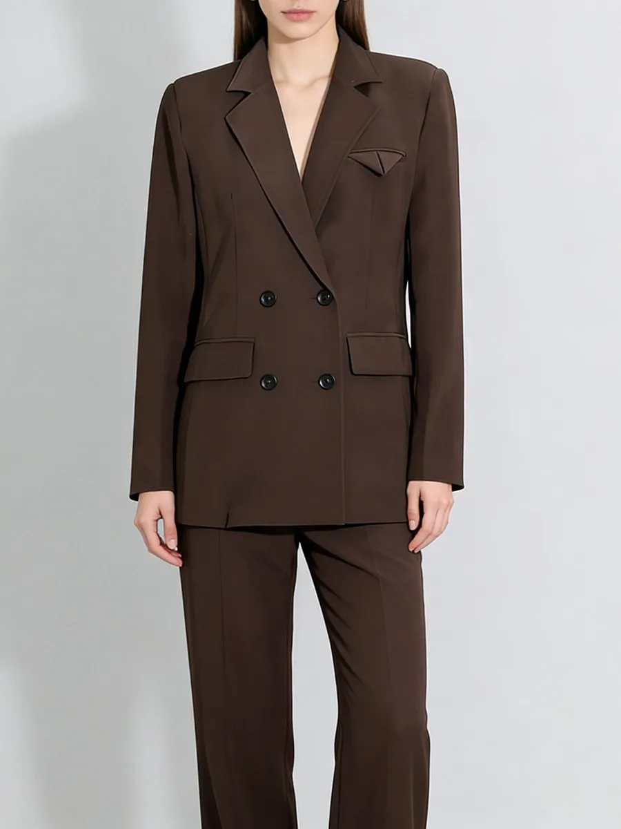 TWOTWINSTYLE Minimalist Loose Spliced Single Bresated Blazers for Women Lapel Long Sleeves Patchwork Pockets Blazer Female New