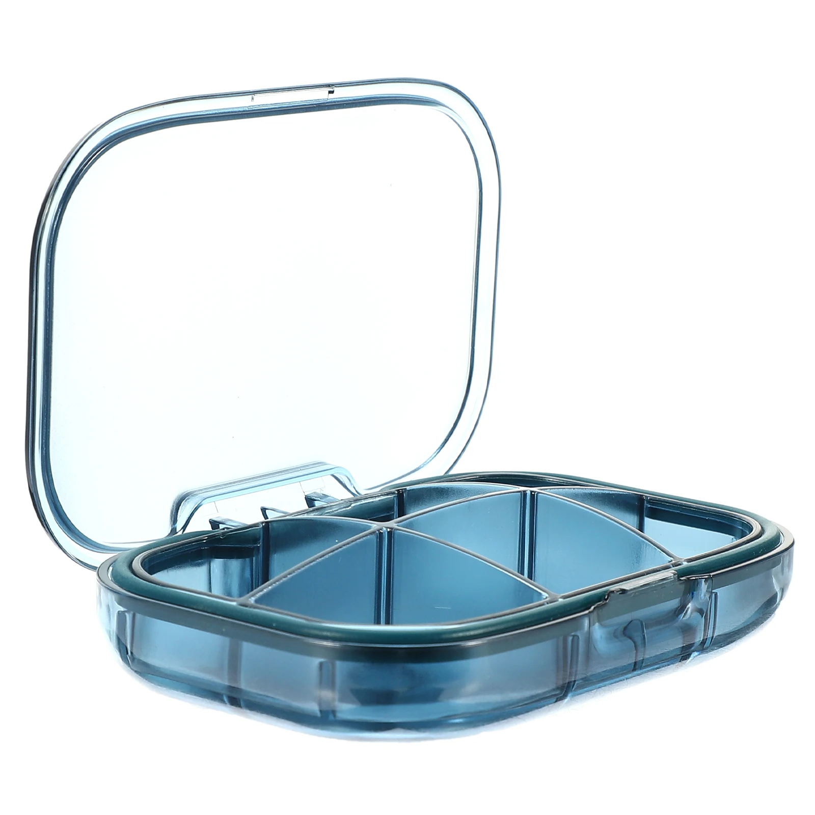 

Transparent 6 Compartments Large Blue Pills Case Sealed Moisture proof Portable Travel Boxes Material Storage Box for Tablets
