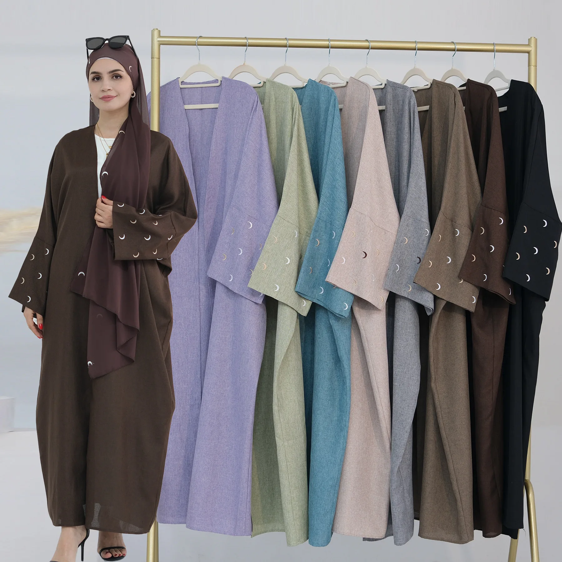 

Open Abaya Muslim Dress Women Kimono Cardigan Turkey Kaftan Eid Party Morocco Ramadan Dubai Abaya Islam Clothing Kebaya Jalabiya