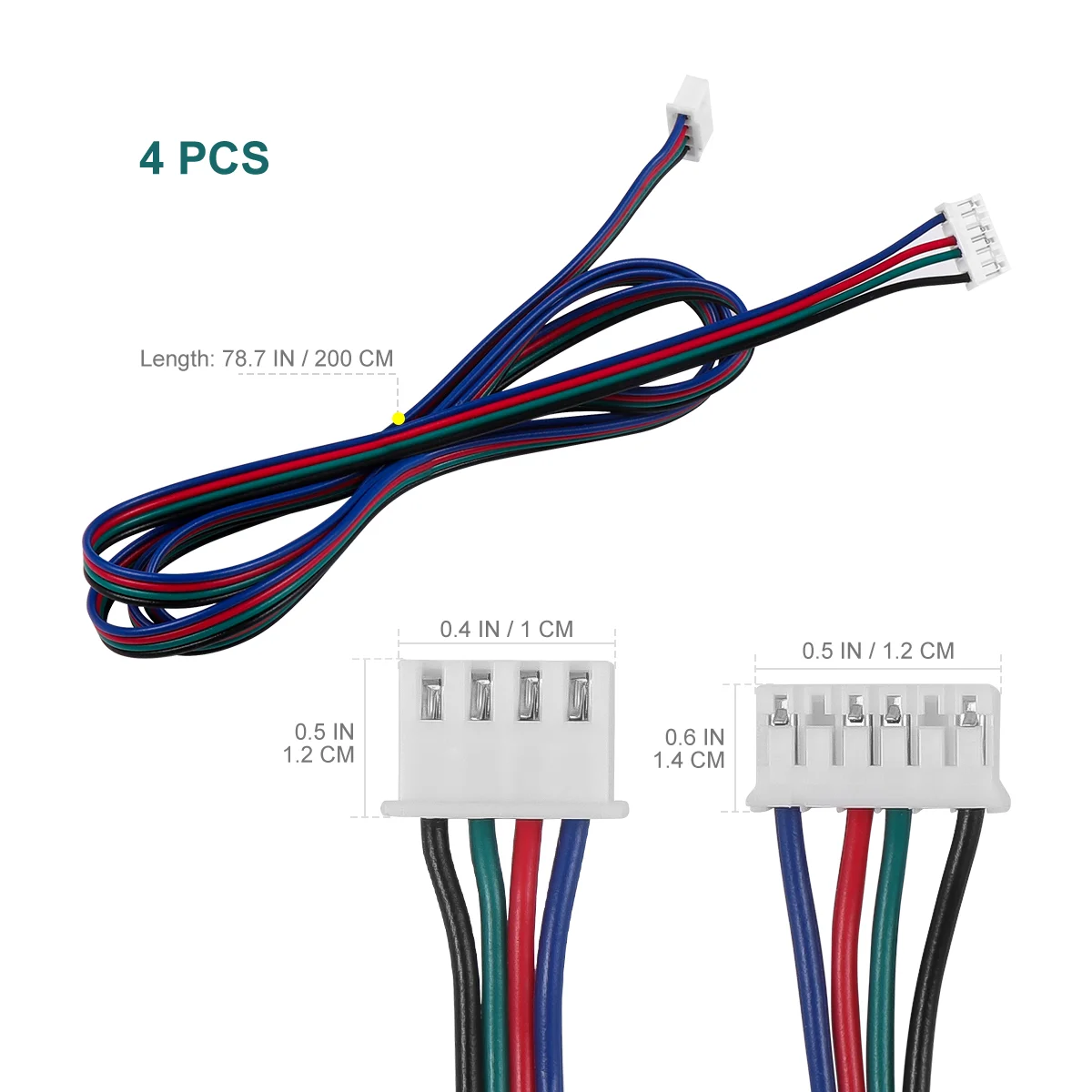 Conexão usa cabos de motor de passo, dois conectores, chumbo para acessórios de impressora 3D