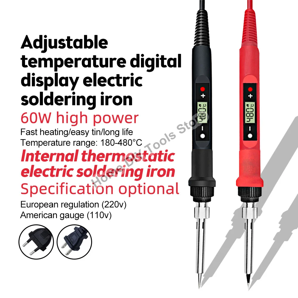 60W Temperature Adjustable Soldering Iron LED Digital Display Intelligent Electric Soldering Iron Welding Tool Ceramic Welding