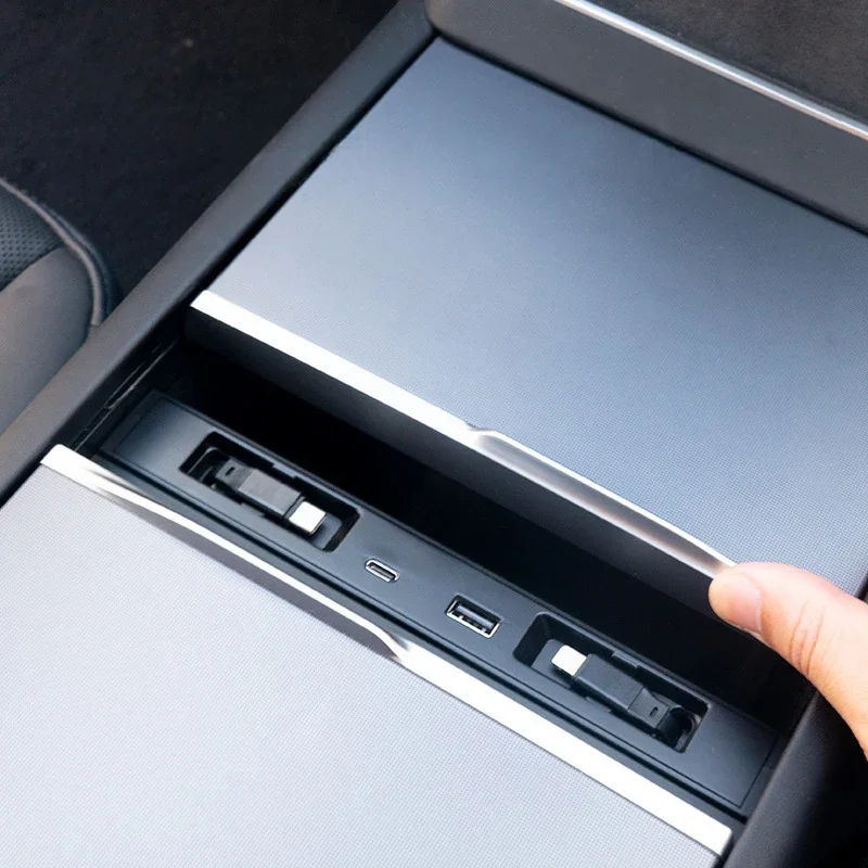 

For Tesla Model Y Juniper 2025 Fast Charger USB Shunt HUB Intelligent Docking Station Model 3 Highland Sunken Powered Splitter