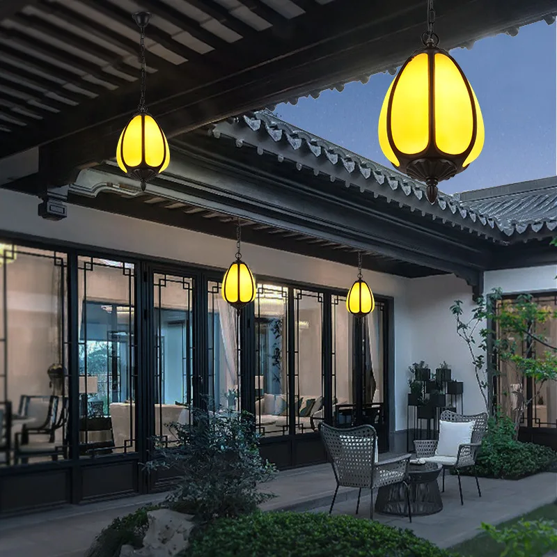 Chinese outdoor pumpkin chandelier corridor sun room antique courtyard corridor pavilion waterproof