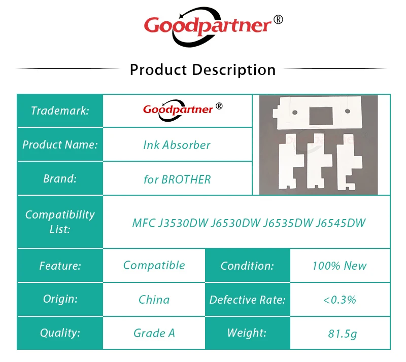 1X D01LPB001 D003B6001 Ink Absorber Pad Sponge for BROTHER MFC J3530DW J6530DW J6535DW J6545DW T4500DW HL-T4000DW J3530 J6530