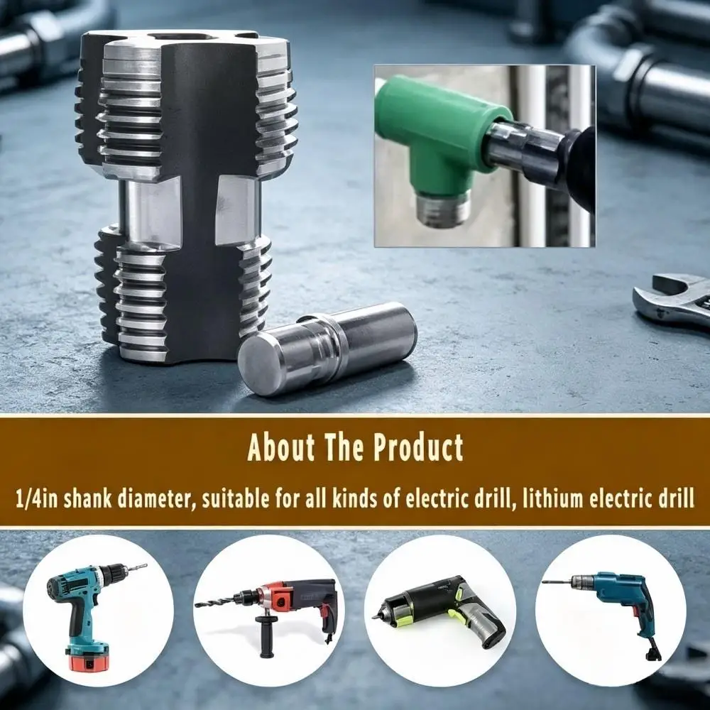 Double-Ended Broken Pipe&Thread Extractor, 4/6 Point Reverse Thread Removal Tool for Angle Valve, Water Pipe & Plumbing Repair