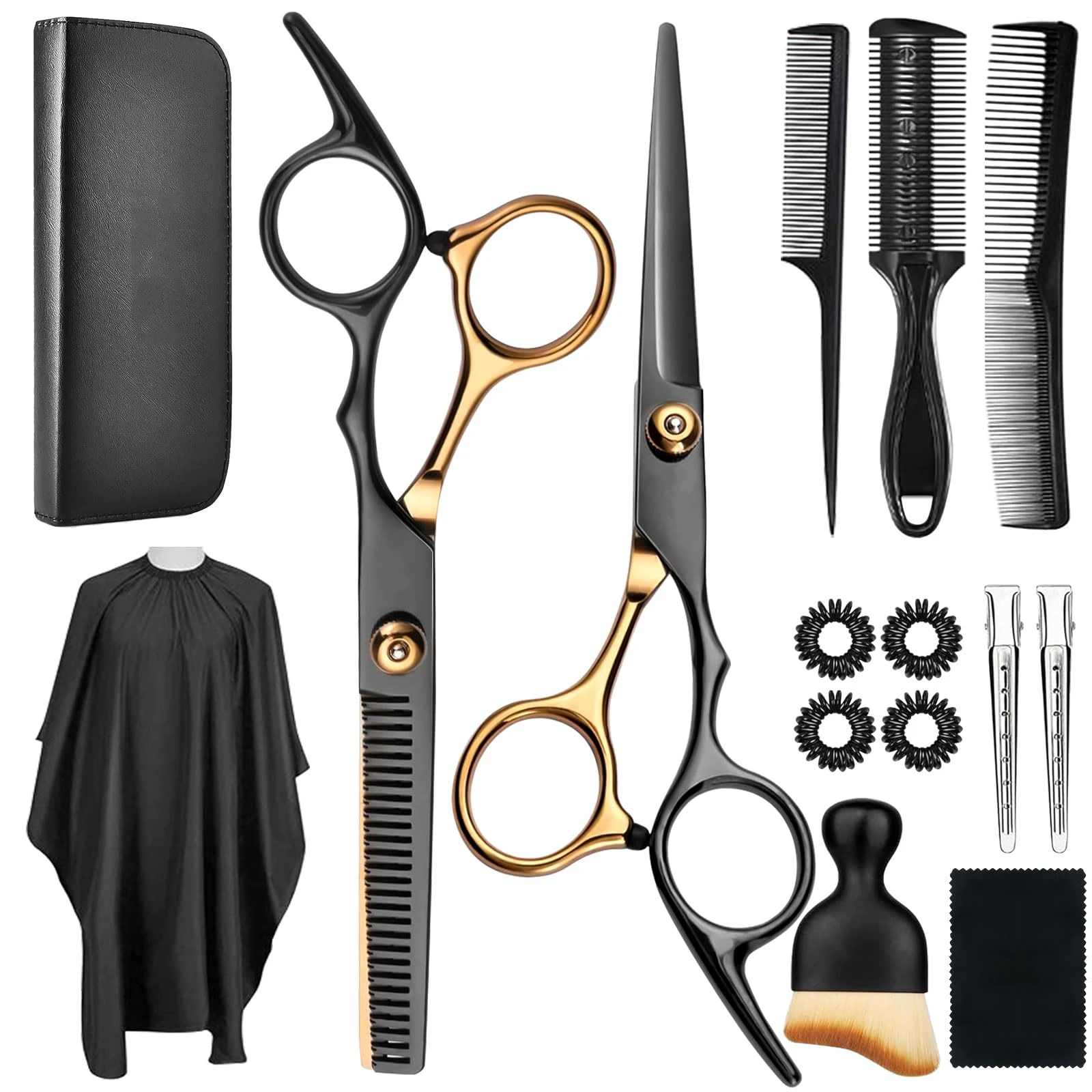 

Hair Cutting Scissors Shears Kits, 15 Pcs Professional Stainless Steel Hairdressing Shears Set Thinning Scissors for Barber