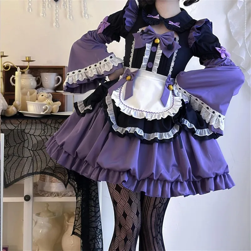 

Anime Cosplay Purple Lolita Princess Dress Maid Uniform Retro Court Style Role Play Outfit Cute Clothes for Women Theme Party