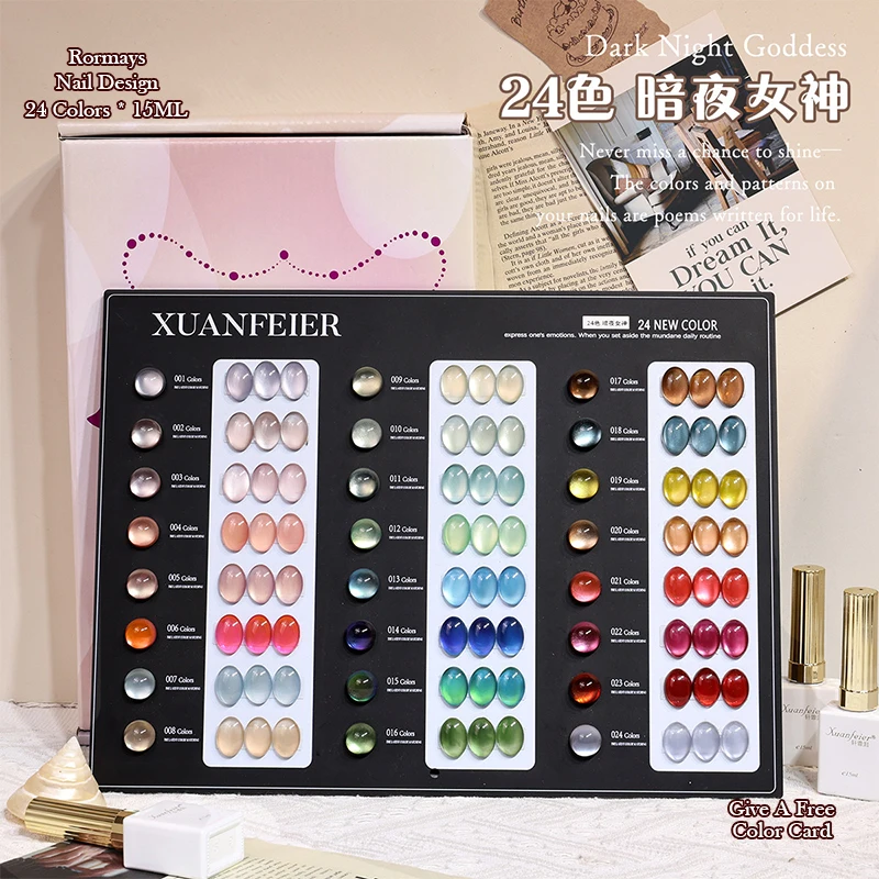 Esmalte em Gel Olho de Gato 24 Cores Magnético UV LED Kit de Esmaltes em Gel para Unhas Soak Off Manicure Verniz Arte de Unhas Cartela de Cores Amostr