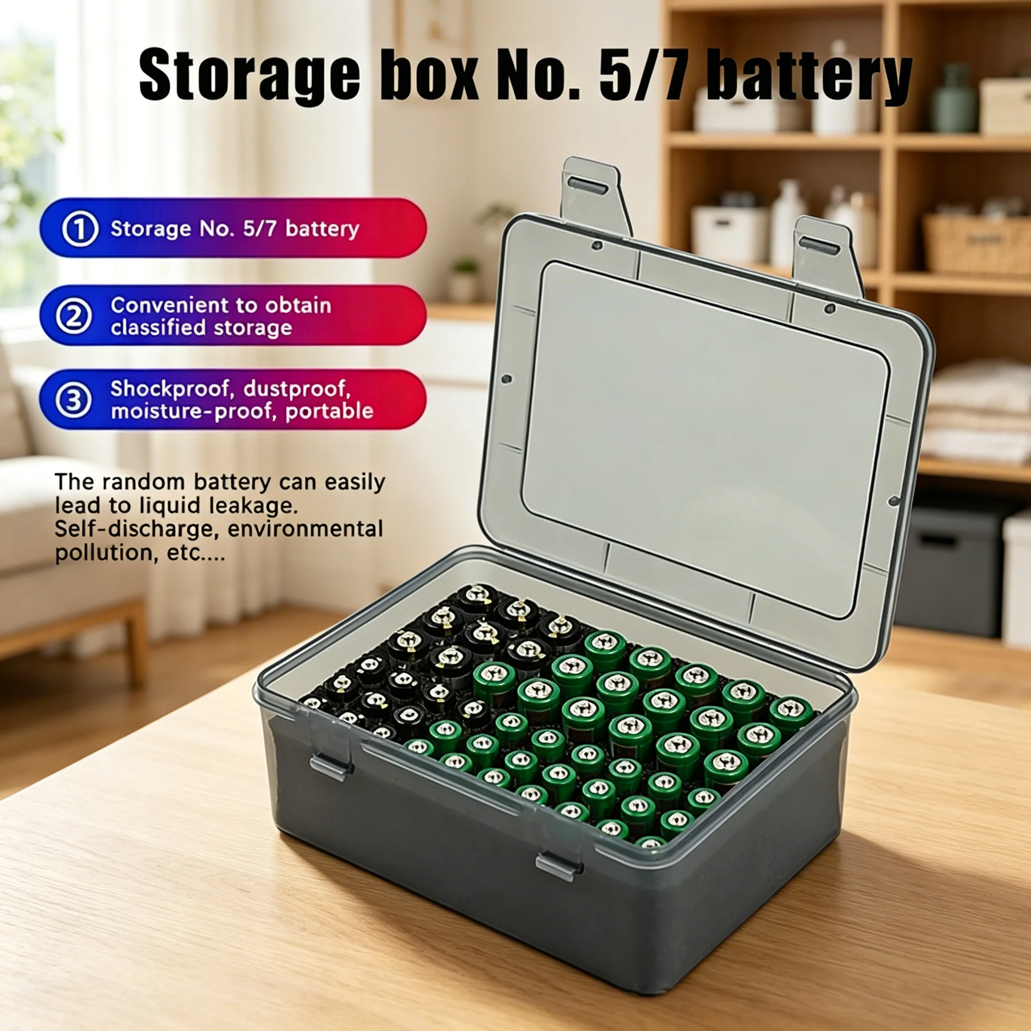 54 Slots Battery Storage Organizer Holder Large Capacity AA AAA Battery Box Case Container Desktop Battery Dispenser Storage Box