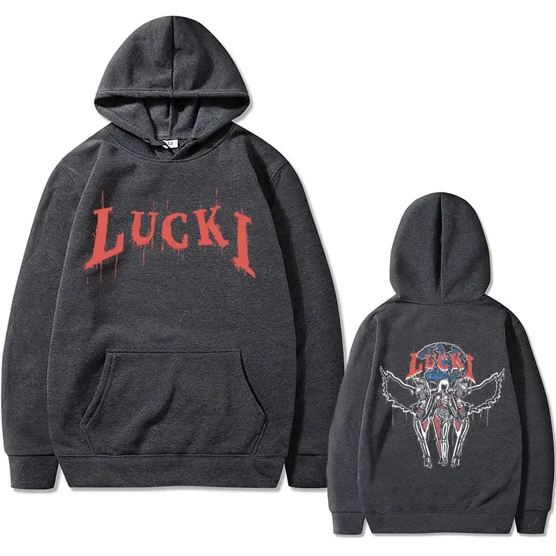 Rapper Lucki Faith Graphic Print Hoodie Male Casual Fashion Streetwear Men\'s Hip Hop Vintage Oversized Sweatshirt Men Clothes