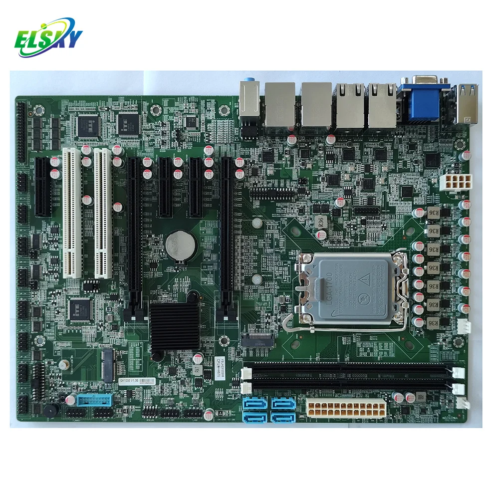 ELSKY Motherboard for Computer GK1200 with CPU 12/13/14th Gen Core I3 I5 I7 I9 LGA1700 16*USB 12*COM 6*LAN PCI-E X16 PCI-E X4