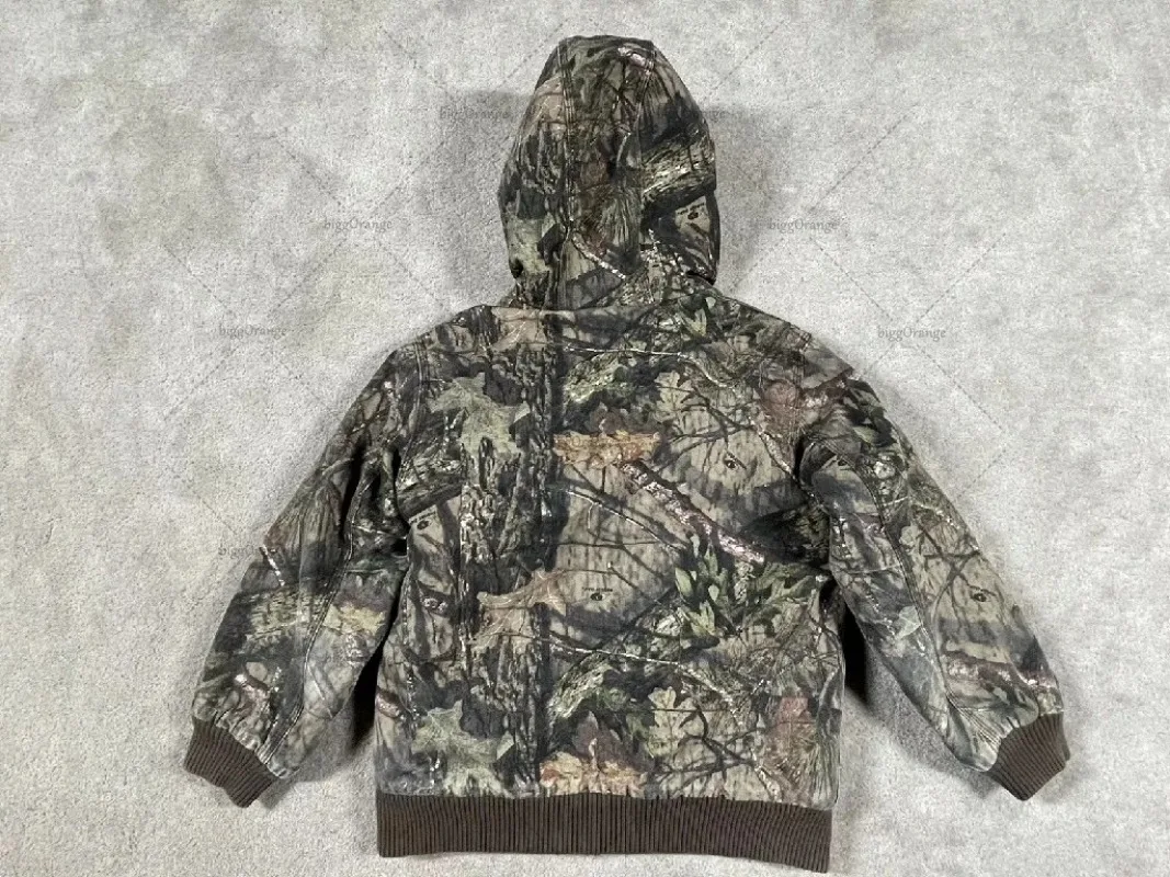 New American Retro Casual Felpa oversize da uomo Hip-hop Punk Leaf Camouflage Felpa con cappuccio con cerniera Trend Brand Y2K Giacca streetwear