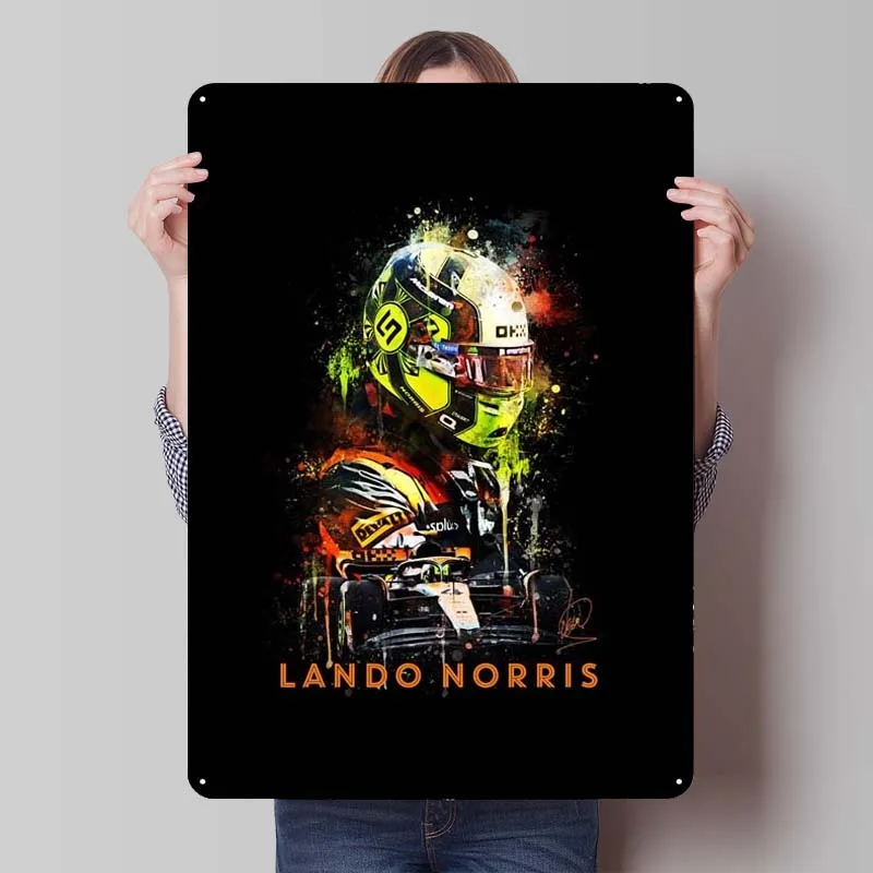 Lando Norris Tinplate Sign Sports Poster Vintage Decor Metal Sign Plaque for Wall Art Decoration Gaming Room Decoration Man Home