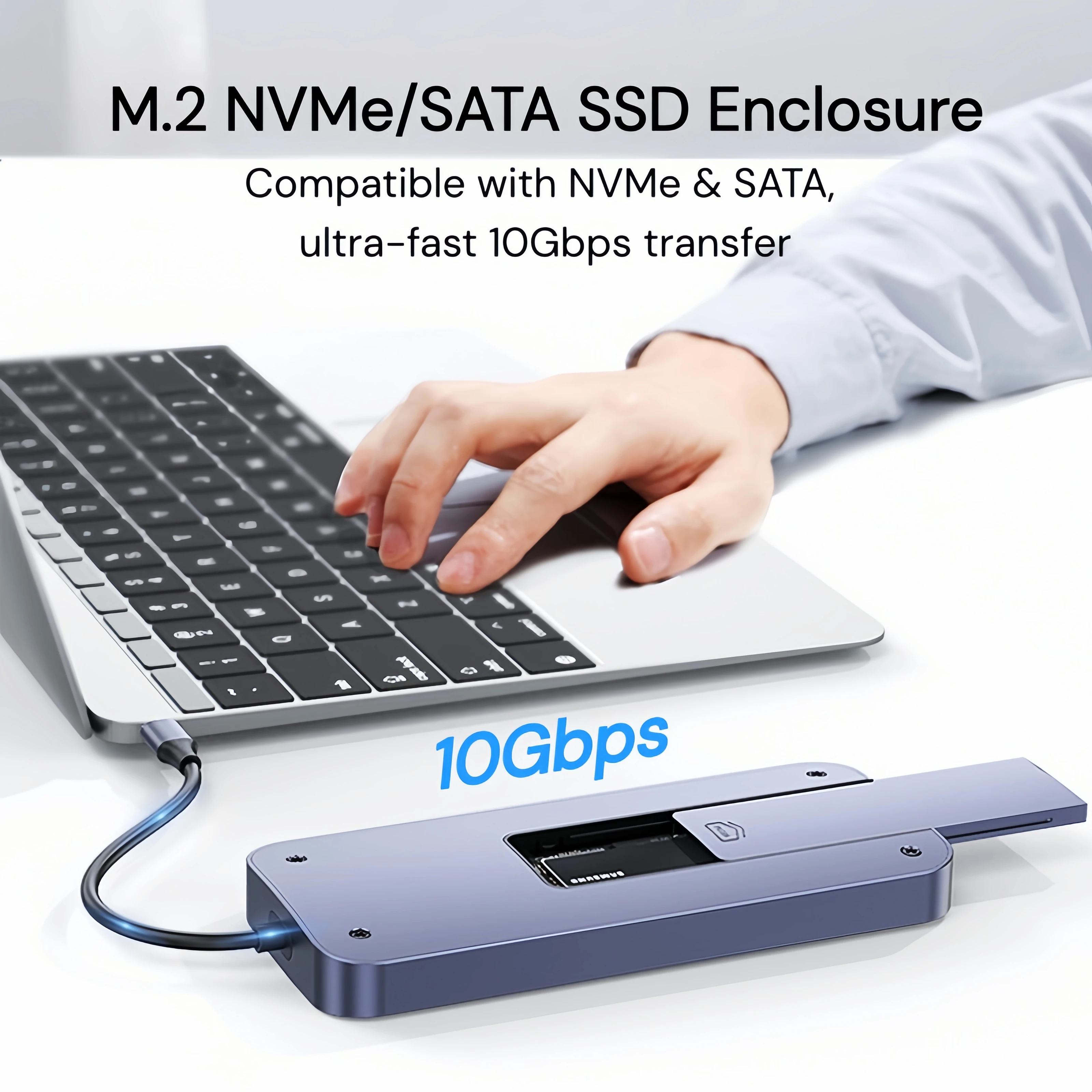 USB C Hub with M.2 NVMe SATA SSD Enclosure HDMI 4K 60Hz 10Gbps PD 100W Card Reader Docking Station Multiport Adapter for MacBook