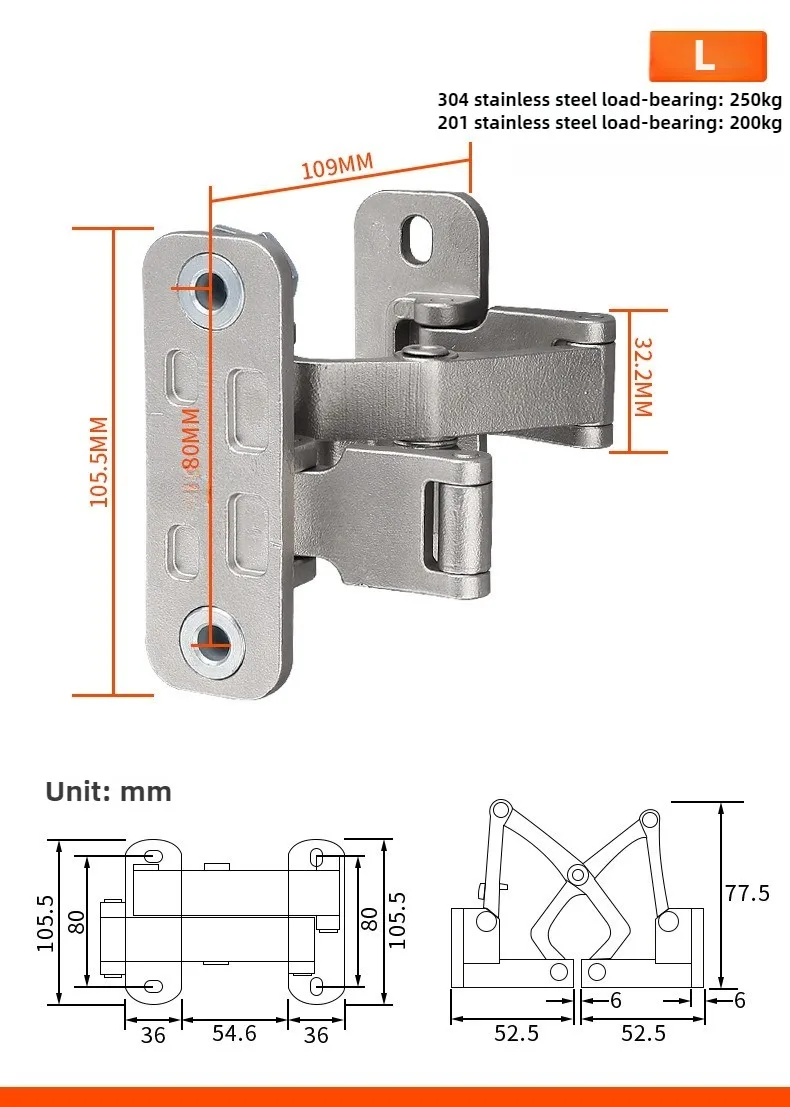 1 Stück Stein-Türscharnier, Feuerhydrant, Hochleistungs-unsichtbares Türscharnier, verdecktes Türscharnier aus Edelstahl, Klappbares Scharnier für Feuerlöschkasten – Detail 10