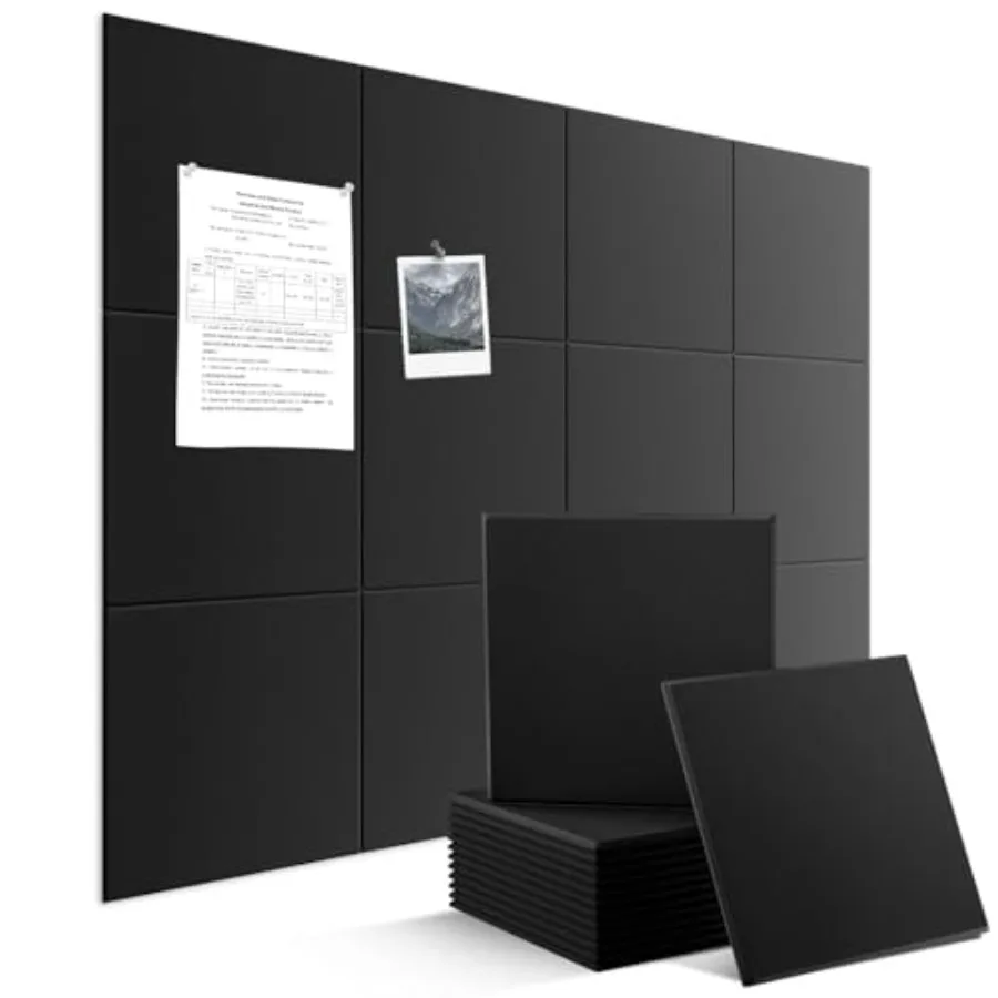

Большие фетровые плитки для доски объявлений 48" x 36" (аналог пробковой доски), 12 штук в упаковке, с 70 клейкими полосками, фетровые настенные плитки, пробковые доски для
