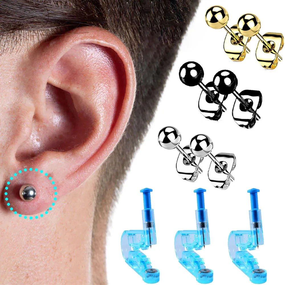 3pcs/Set Ear Piercing Tool Safety Piercing Tool Gun Kit Included 2pcs Steel Ball Stud Earring Piercing Jewelry