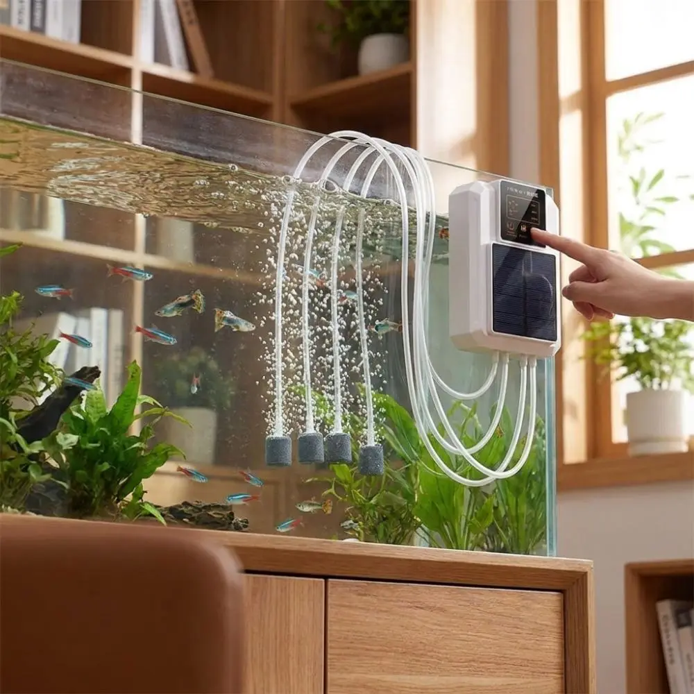 Super Silent Solar Oxygen Pump Large Air Volume Water Proof Fishing Oxygen Pump High Air Flow Real-time Power Display