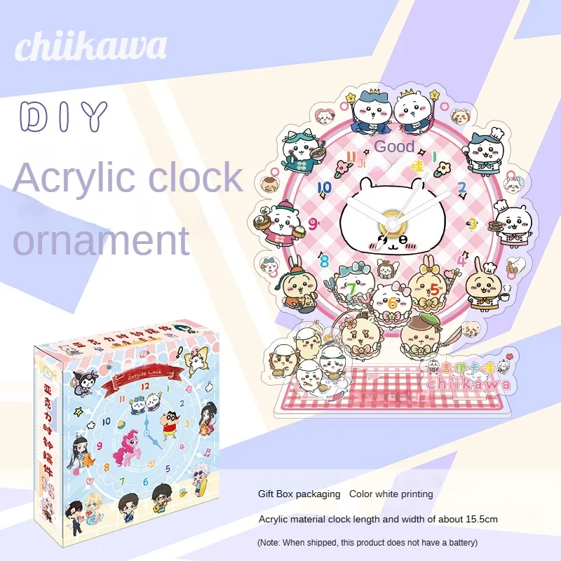 New Cartoon Chiikawa Acrylic Clock Cute Creative Simple Desktop Ornaments Hanging Wall High Appearance Level Children's Gifts