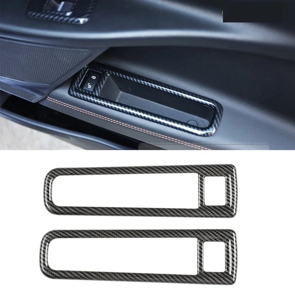 For - 2018 2019 Carbon Fiber Car Door Armrest Frame Window Lift Switch Cover Trim Decor Sticker Accessories