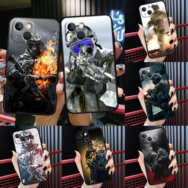 Army Soldier Special Forces Phone Case For iPhone 15 12 13 Mini Plus X XR XS 11 14 Pro Max Back Cover Shell