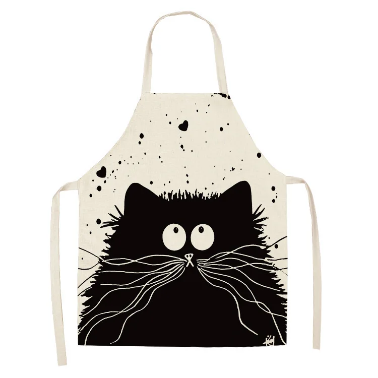 1 Pcs Cute Cat Pattern Kitchen Apron For Women Bibs Household Cleaning Pinafore Home Cooking Aprons  Chef Apron For Man