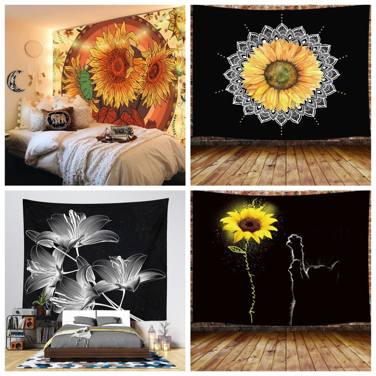 Wall Hanging Sunflower   Decorative Blanket Fabric Bedroom 200x150cm Large