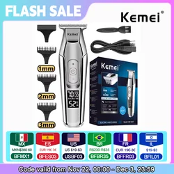 Kemei Professional Hair Clipper Beard Trimmer for Men Adjustable Speed LED Digital Hair Clipper Carving Clippers Electric Razor