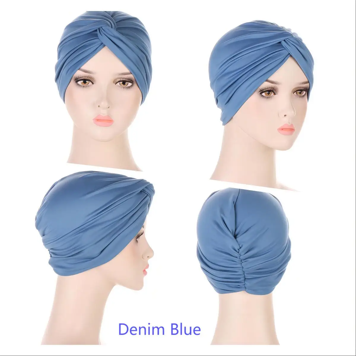 Muslim Women Cross Hijab Ruffle Chemo Sleep Turban Bonnet Headwear Scarf Beanie Cap Hat for Cancer Patient Hair Loss Accessories