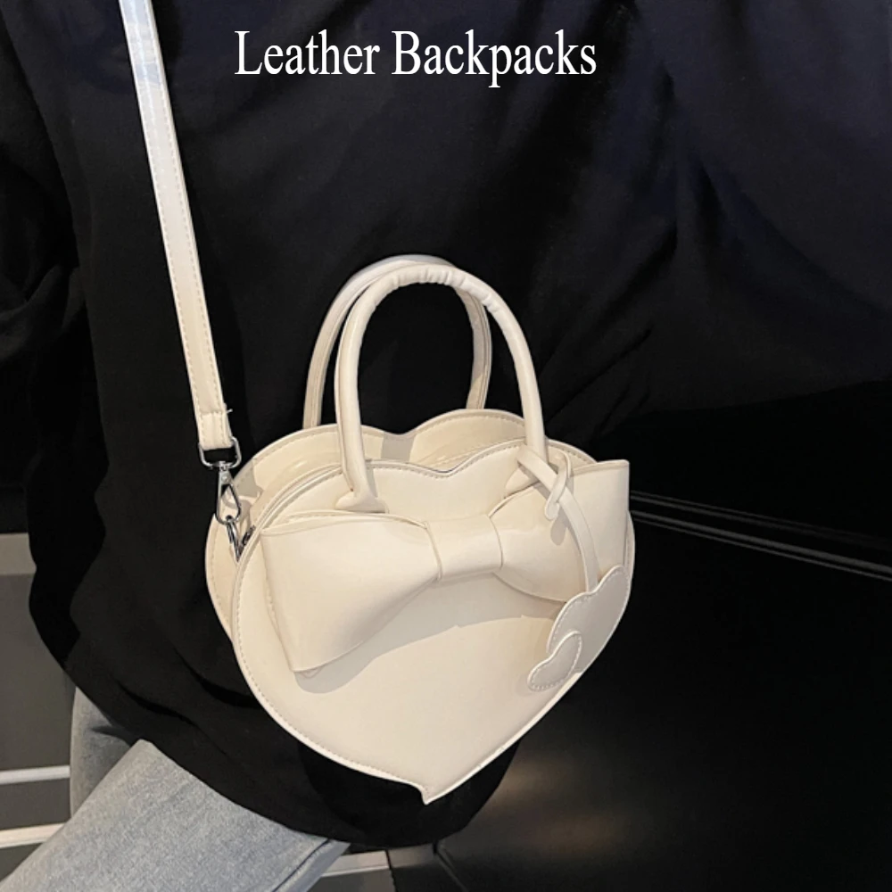 Bolsos de mano Lolita 2025, bolso de amor con lazo rosa, bolso japonés para mujer, bolsos de hombro tipo bandolera versátiles, mochilas de cuero