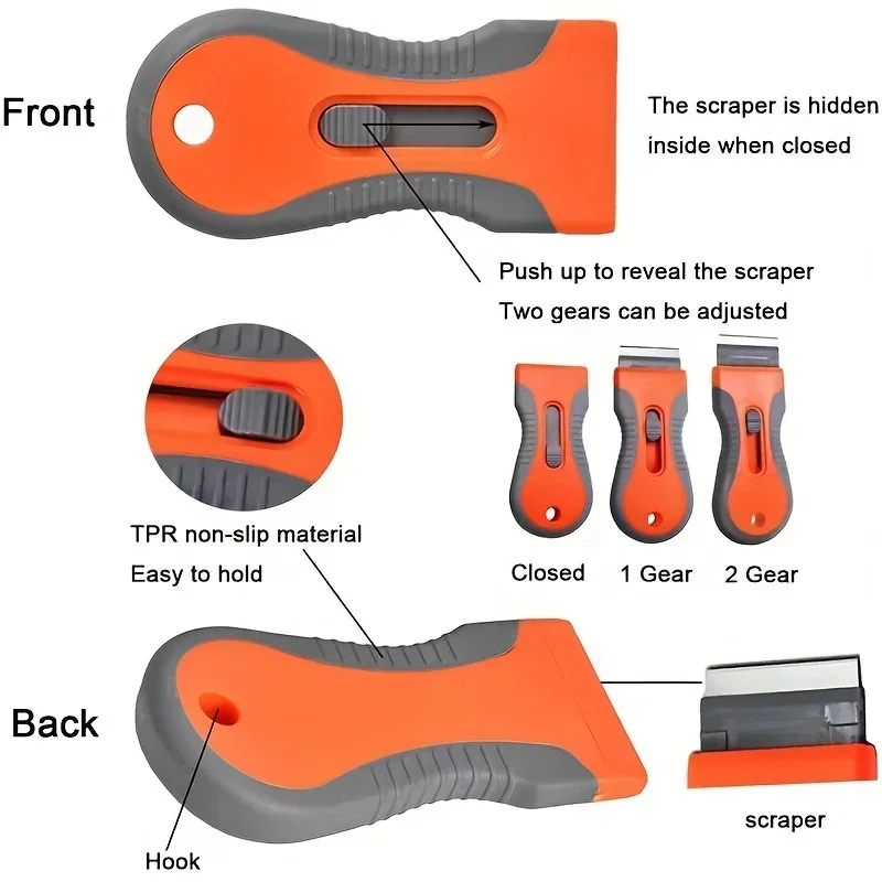 For Removing Labels Stickers Telescopic Adjustment Knife, Cleaning Scraper Tool Glue removal 1 Set blade With 10 Blades, Paint