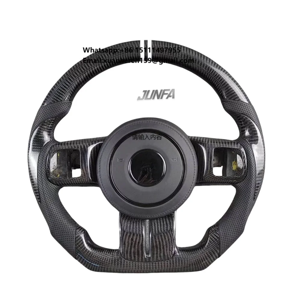 Customized High-End Perforated Leather Steering Wheel for Jeep Wrangler Compass Cherokee Real Carbon Fiber Modification Upgrade