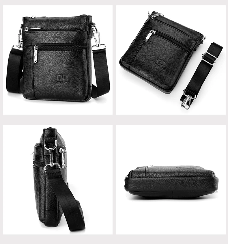 Herren-Einzelschultertasche aus echtem Leder, lässige Business-Umhängetasche, hochwertige Ledertasche für Herren – Detail 12