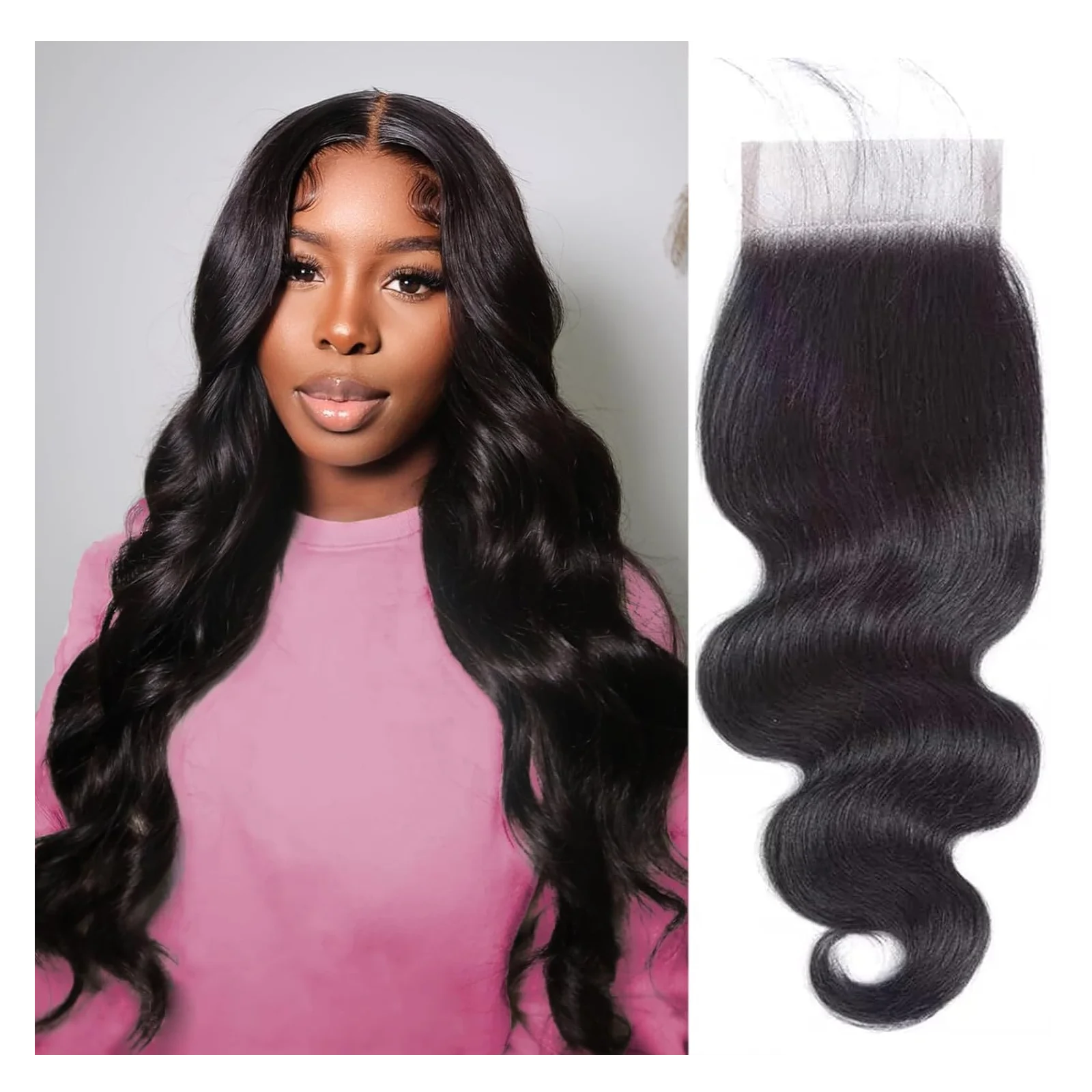 4x4 Lace Closure Body Wave Full 13x4 Lace Frontal Closure Hair Transparent Lace Human Hair Pre Plucke Baby Hair