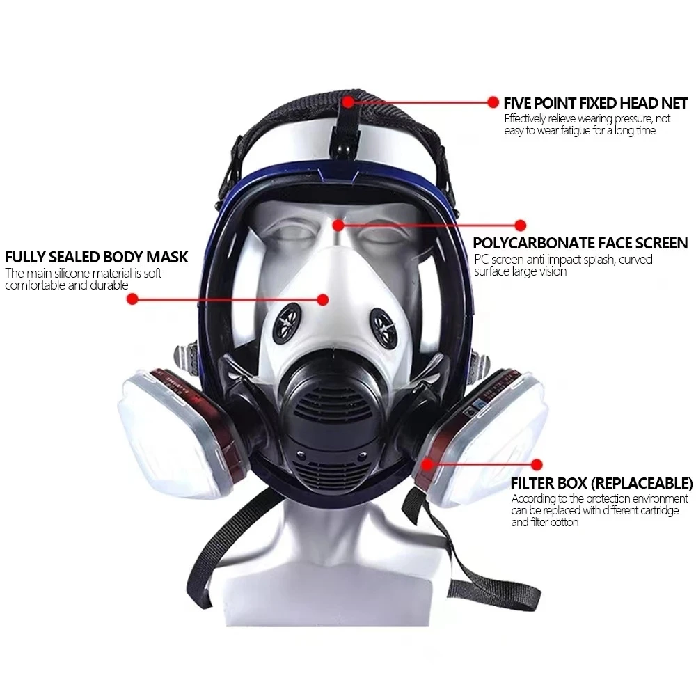 Chemical mask 6800 15/17 in 1 gas mask dust respirator paint insecticide spray silicone full face filter for laboratory welding