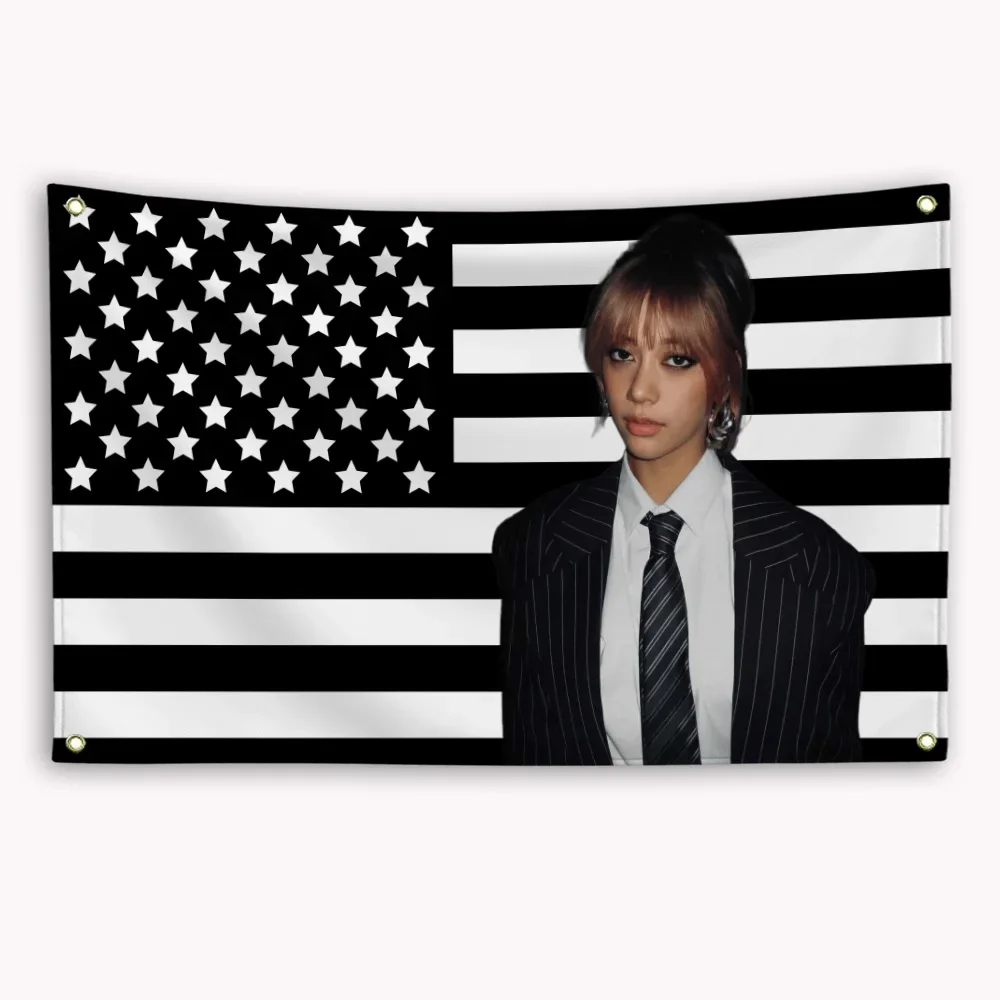 M-Megan K-Katseye Black American Flag Garage Decoration for Bedroom Stuff Decorative Home Objects Advertising Tapestry Wall Art