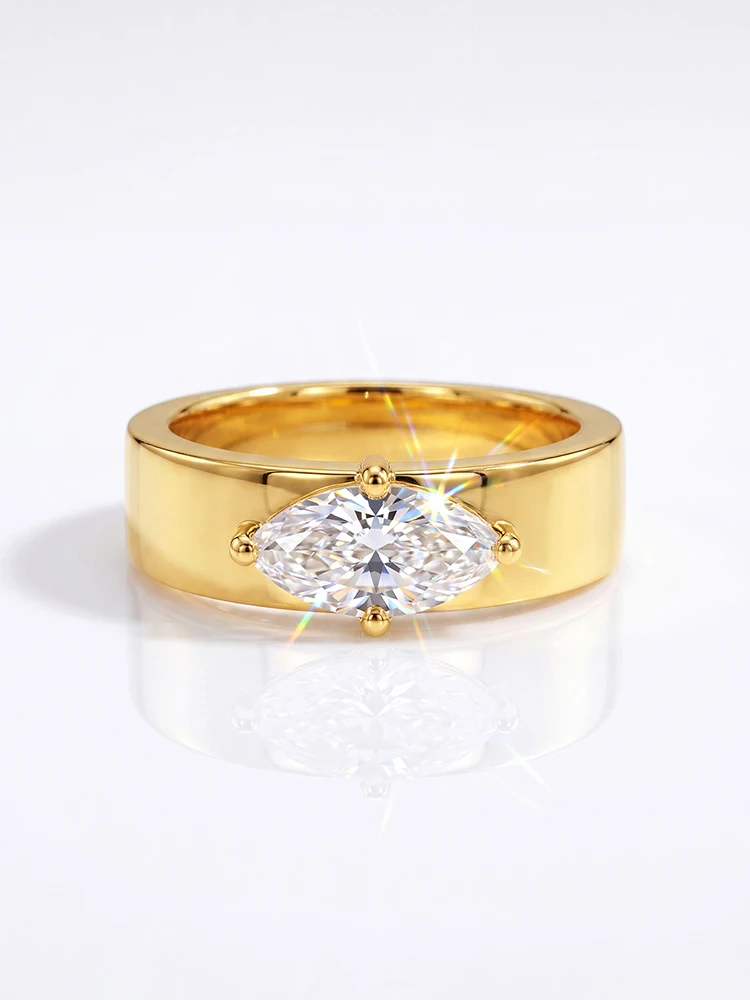 Wunderschöner Vintage-Eleganter 1CT Moissanit-Diamant Marquise-Verlobungsring für Damen, Party-Luxus-Schmuck von hoher Qualität – Detail 5