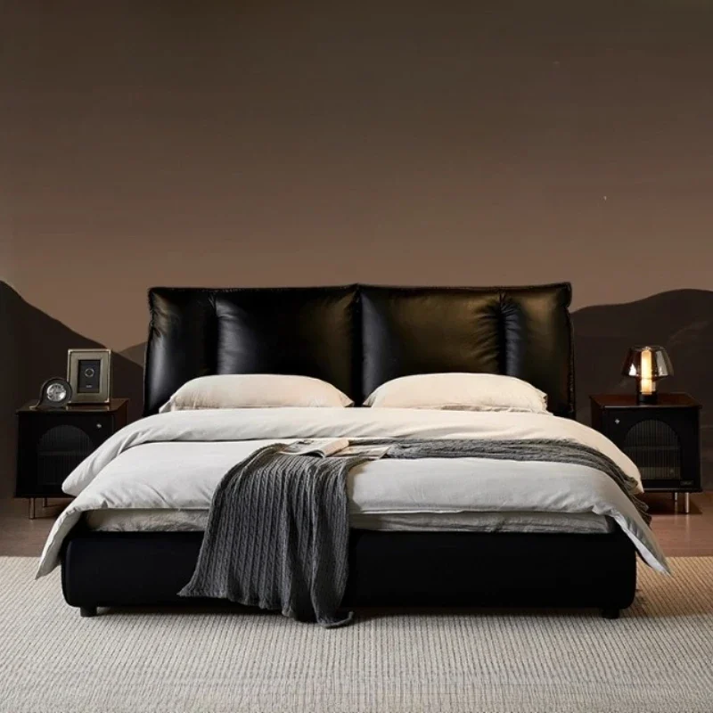 luxury king size Double bed home queen frame black 180x200cm bed wooden Headboard modern letto matrimoniali bedroom furniture