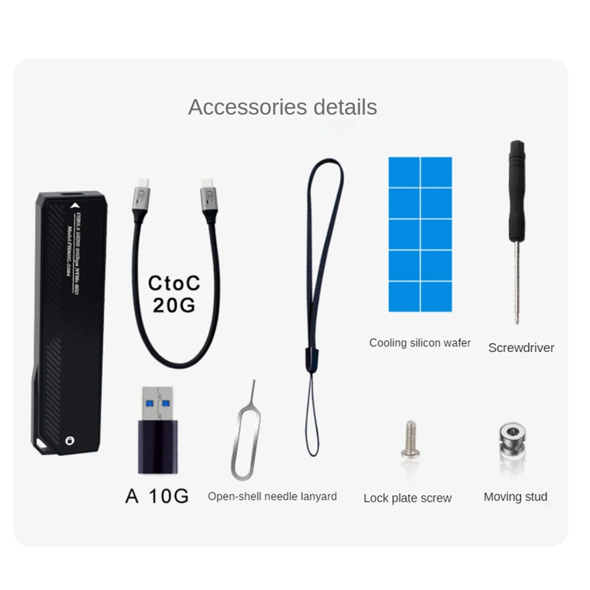 M.2 NVMe SSD Gabinete 20 Gbps USB 3.0 Tipo C PCIe Caso Externo USB3 M2 Caixa de Armazenamento Capa Disco Rígido de Estado Sólido, A