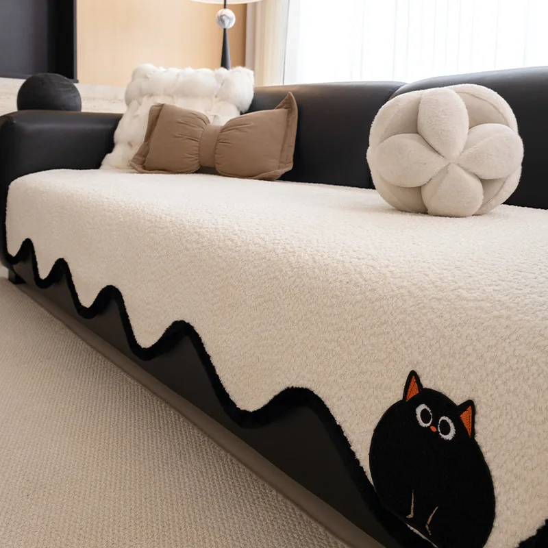 Cartoon Non-Slip Sofa Cushion Four Seasons Universal Living Room Sofa Cushion Simple Backrest Set Luxury Embroidery Sofa Towel