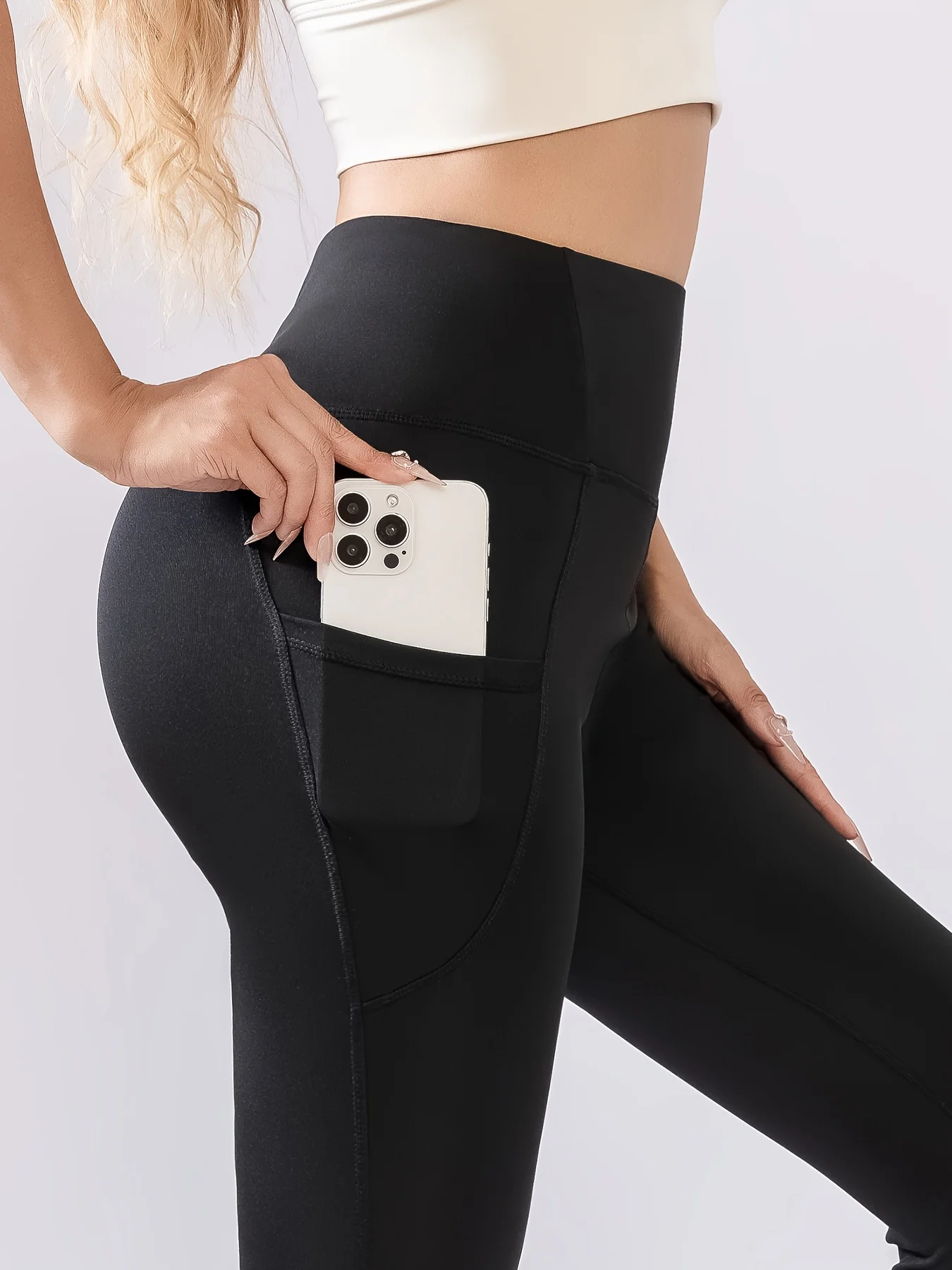 High Waist Yoga Pants for Women, Tummy Control Slim Fit Sports Leggings with Pockets, Running Gym Workout Athletic Pants, Casual
