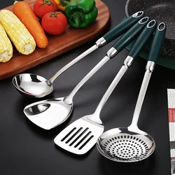 4Pcs Stainless Steel Kitchen Utensil Set with Heat-Resistant Handles - Slotted Turner, Solid Spoon, Ladle & Skimmer