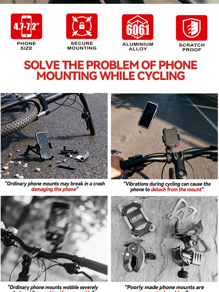 Easydo Fahrradlenker-Handyhalterung, vibrationsdämpfende Aluminium-Fahrrad-Headset-Kappe, Handyhalterung mit M6-Schraube für Renn- und Gravel-Bikes – Detail 2