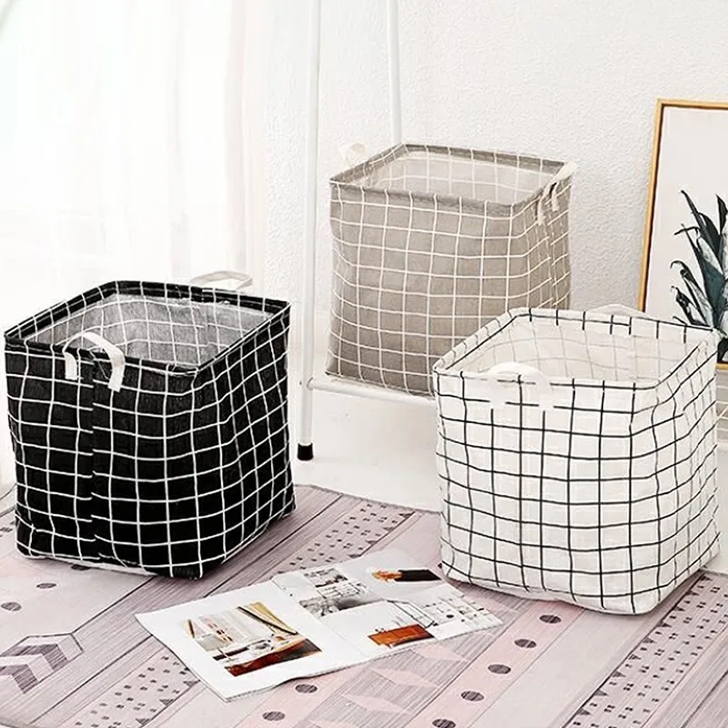 

Pop Foldable Storage Box Cotton Cloth Dirty Laundry Kids Dot Print Household Square Storage Baskets