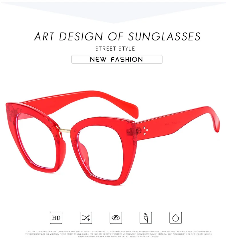 Rote Lesebrille im Cat-Eye-Design mit Blaulichtfilter, Transparenter Brillenrahmen, Übergroße Computerbrille – Detail 7