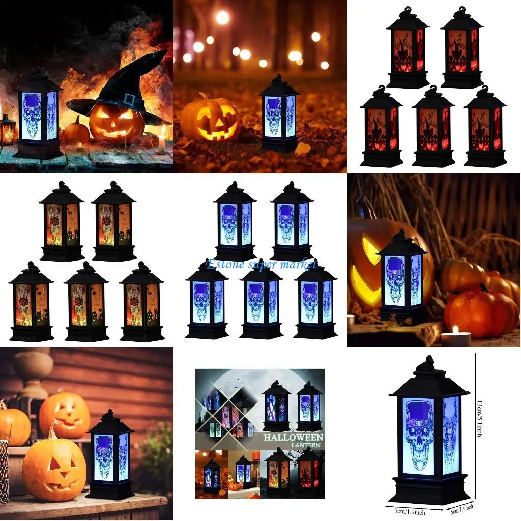 

090B Vintage Halloween Hanging Lamp LED Light Home Party Porch Decorative Prop 5 Pack