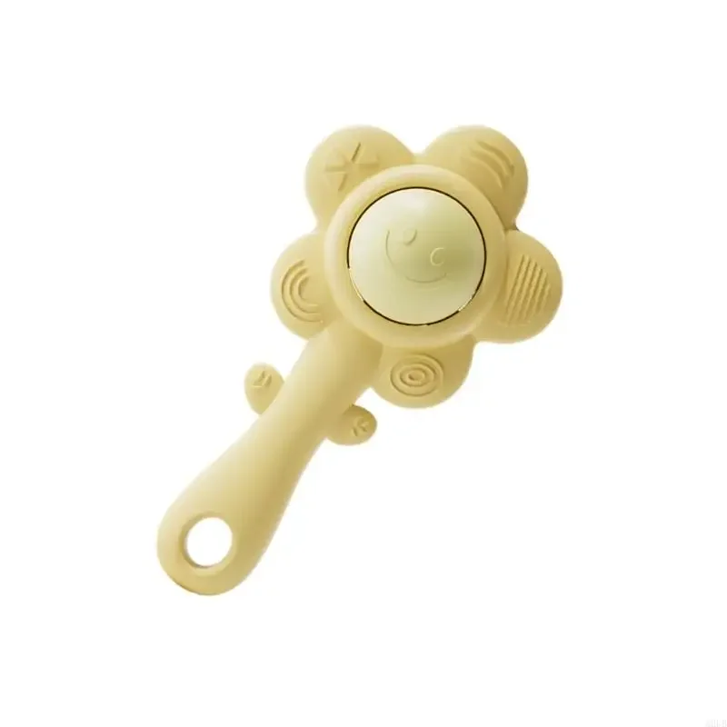 Kaubares Sonnenblumen-Rasselspielzeug für Kleinkinder zum sensorischen Spielen, Silikon-Beißring mit leicht zu greifendem