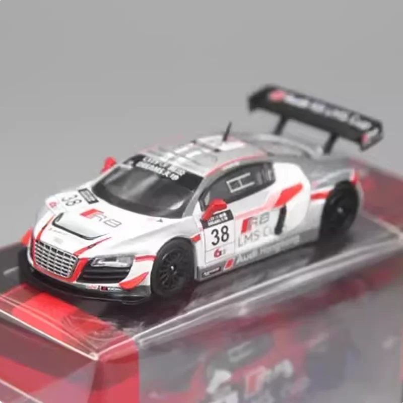 PopRace 1/64 2013 Macau R8 LMS نموذج سباق من خليط معدني للغاية هدية للكبار هواية وألعاب حلي نهائية ثابتة مقتنيات