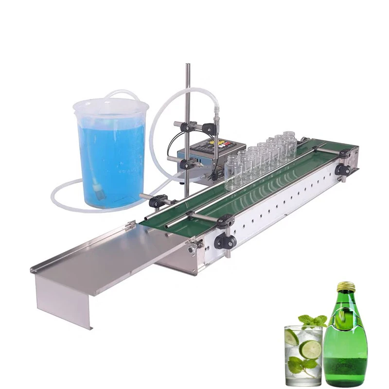 Automatic Liquid Filling Machine Linear Conveyor Belt with Pedal for Oil Juice Beer Packaged in Plastic or Glass