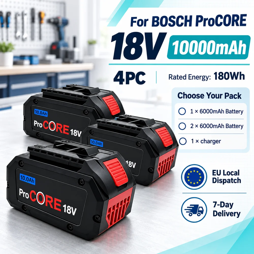 Image of 18V 6000mAh / 10000mAh Ersatzakku für BOSCH ProCORE Elektrowerkzeuge, 21700 Lithium-Ionen-Akkupack-Optionen, Ladegerät-Optionen, BAT609 BAT618 GBA18V80